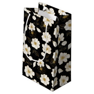 Schwarze Blume aus Weiß und Gold Kleine Geschenktüte