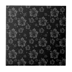Schwarze Blume - Illustration auf schwarzem Hinter Fliese