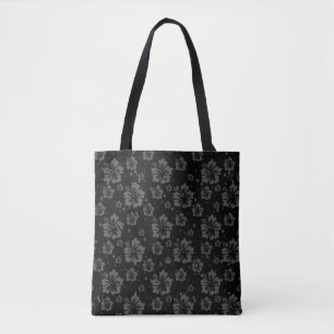 Schwarze Blume - Illustration auf schwarzem Hinter Tasche
