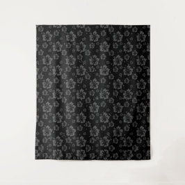 Schwarze Blume - Illustration auf schwarzem Hinter Wandteppich