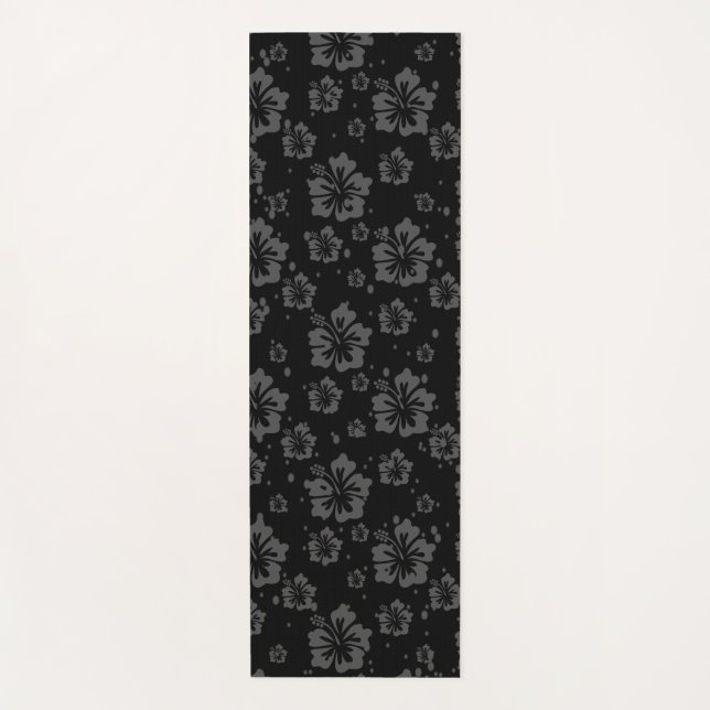 Schwarze Blume - Illustration auf schwarzem Hinter Yogamatte (Vorderseite)