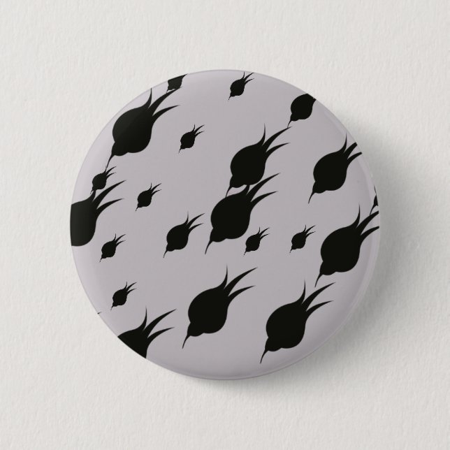 schwarze Blume in den Schneeflocken Button (Vorderseite)