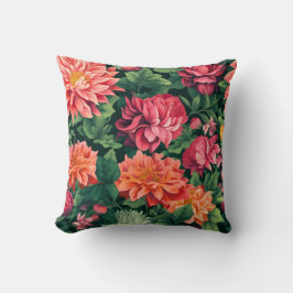 Schwarze Blume lebendig und orange rosa Kissen