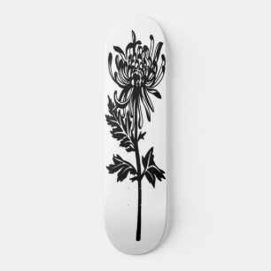 Schwarze Blume Stift Weißer Hintergrund Skateboard