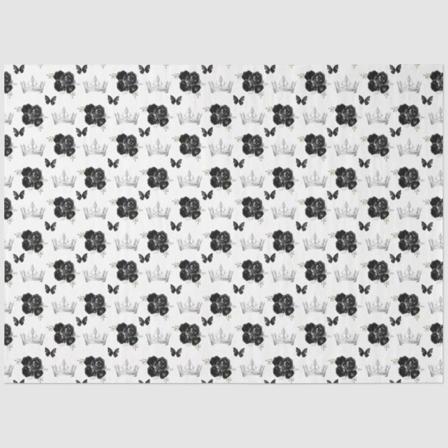 Schwarze Blume und Silberkronen Seidenpapier (Vorderseite)