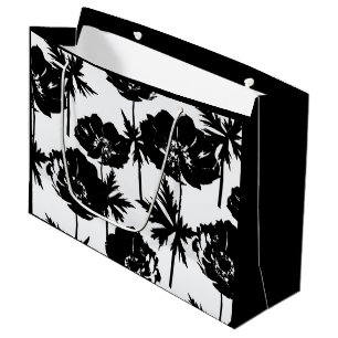 Schwarze Blume, weiß, monochrom Große Geschenktüte