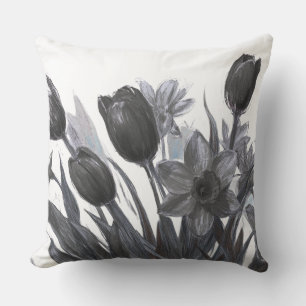 Schwarze Blumen auf weißem Hintergrund Sofa Bettst Kissen