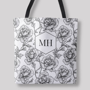 Schwarze Blumen Elegante Botanische Blumen mit Mon Tasche