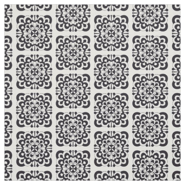 Schwarze Blumenabstraktion Stoff (Muster)