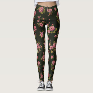 Schwarze Blumendruck-Leggings Leggings