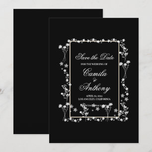 Schwarze Blumengrenze Hochzeit Einladung