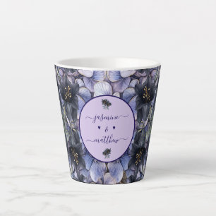 Schwarze Blumenklassiker Brautpaar Namen Hochzeit Milchtasse