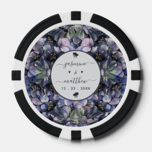 Schwarze Blumenklassiker Brautpaar Namen Hochzeit Pokerchips