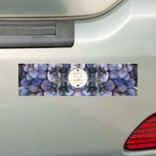 Schwarze Blumenklassiker Brautpaarnamen Hochzeit Autoaufkleber