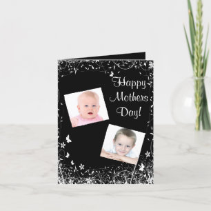 Schwarze Blumenstagramme Karte