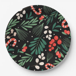 Schwarze Blumenweihe Pappteller