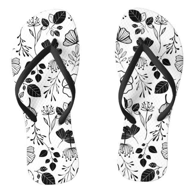 Schwarze Blüten Flip Flops (Fußbett)