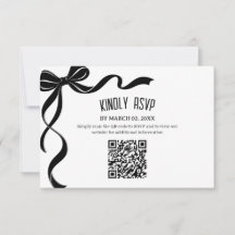 Schwarze Bogen-Hochzeits-QR-Code-Antwort-Karte