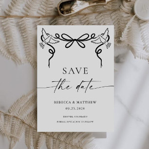 Schwarze Bogen-Kalligrafie Schwarze und Weiße Hoch Save The Date