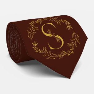 Schwarze Bohne Farb Monogrammierte Brautjungfern B Krawatte