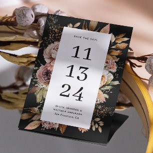 Schwarze Boho-Blumenhochzeit   Rustikale düstere d Save The Date