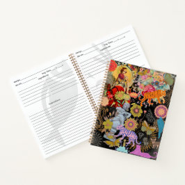 Schwarze Boho-Collage Zigeunerseele Botanisch Blum Notizbuch