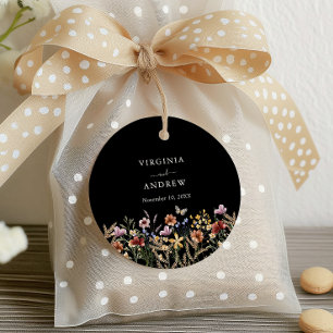 Schwarze Boho Wildblume Geschenkanhänger