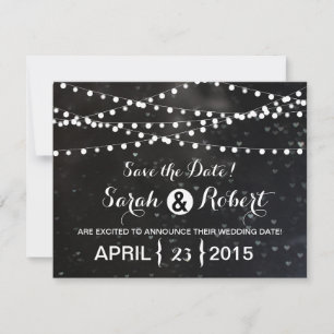 Schwarze Bokeh-Lichterkette Save the Date