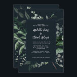 Schwarze botanische florale elegante Hochzeitsdeta Einladung<br><div class="desc">Rustikale moderne schwarz-marineblaue schick Aquarell Blumen Hochzeit einladen und Details Karte. Mit wunderschönem marineblau,  schwarz und sage grün Farn,  Blattwerk,  Gras und Eukalyptus Aquarell Einladung und Details Karte. Diese moderne Hochzeitsfeier lädt zum Set des Stils für Ihren großen Tag ein.</div>