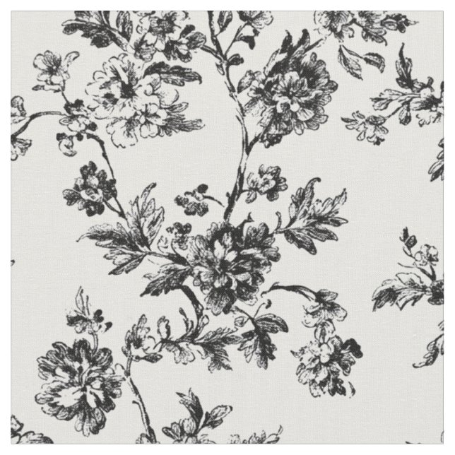 Schwarze botanische Wein-Toile Stoff (Nahaufnahme)