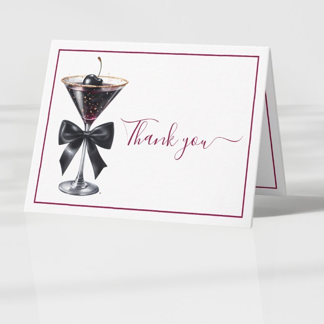 Schwarze Bowle Kirsch Cocktail Martini Dankeskarte (Von Creator hochgeladen)