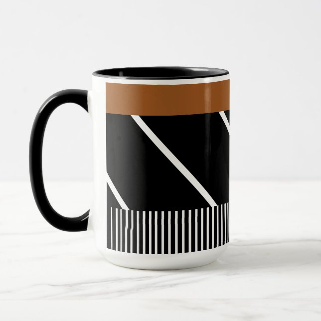 Schwarze, braune und weiße Tasse - Chic in Streife (Links)