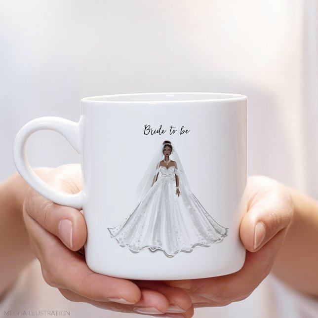 Schwarze Braut, weißes Kleid, Kaffeetasse (Von Creator hochgeladen)