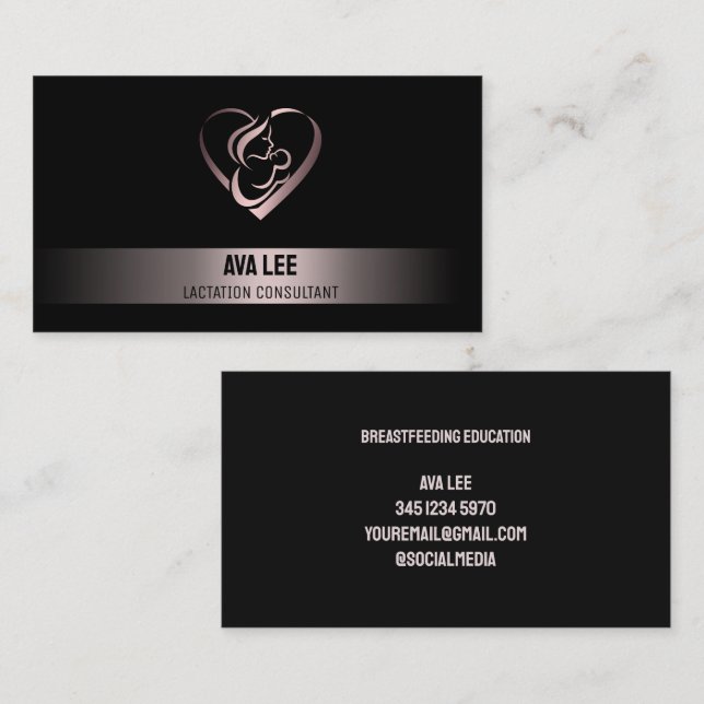 Schwarze Bronze Visitenkarte (Vorne/Hinten)