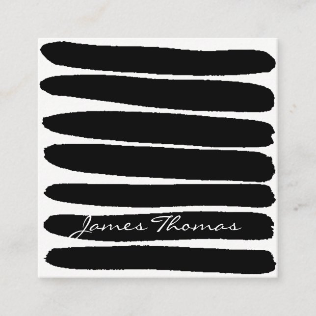 Schwarze Brushstrokes einfach Quadratische Visitenkarte (Vorderseite)