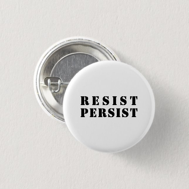 Schwarze Buchstaben, "resistent" - weißer Hintergr Button (Vorne & Hinten)
