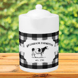 Schwarze Buffalo-Karierte Farmkuh<br><div class="desc">Fügen Sie eine rustikale Touch in Ihre Küche mit diesem Black Buffalo Karierten Bauernhof Kuh Teekanne. Teapot Design verfügt über eine Farm Kuh auf einem eleganten Anhänger und einen eigenen Text, mit dem Sie Ihren Familiennamen mit einem Gingham Muster Hintergrund personalisieren können. Zusätzliche Wohngestaltungen sind mit diesem Design verfügbar.</div>