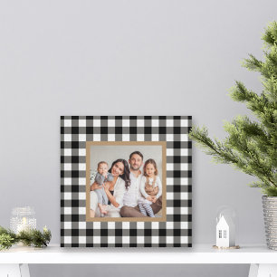 Schwarze Büffel-Karo-Bauernhaus-Weihnachtsfoto Leinwanddruck