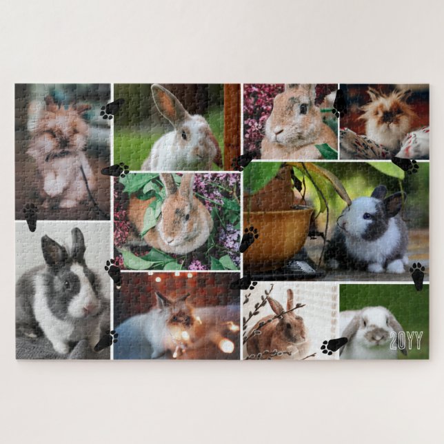 Schwarze Bunny Paws Add Year 10 Foto Collage (Horizontal)