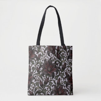 Schwarze Burgunderlilien – gothic botanische Blume Tasche