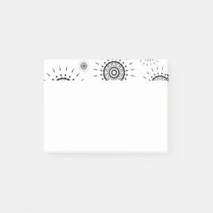 Schwarze Burst-Muster auf Weiß Post-it Klebezettel