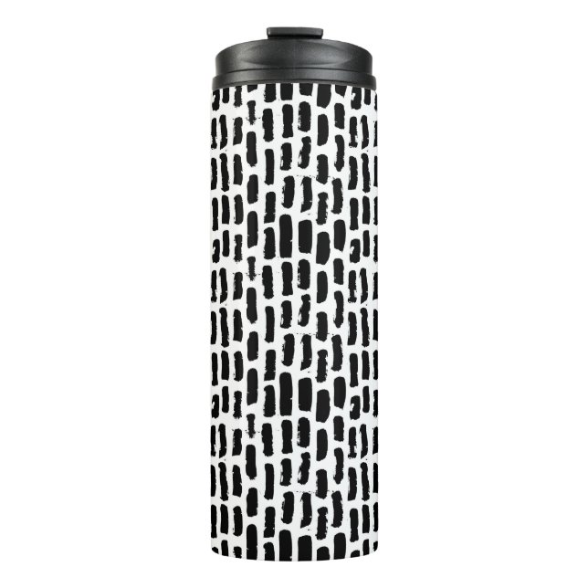 Schwarze Bürste streicht Muster Thermosbecher (Vorderseite)