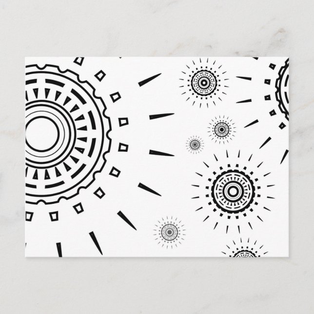 Schwarze Burstmuster auf Weiß Postkarte (Vorderseite)