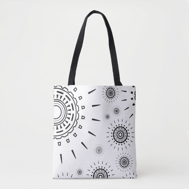 Schwarze Burstmuster auf Weiß Tasche (Vorderseite)