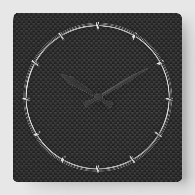 Schwarze Carbon-Faser Quadratische Wanduhr (Vorderseite)