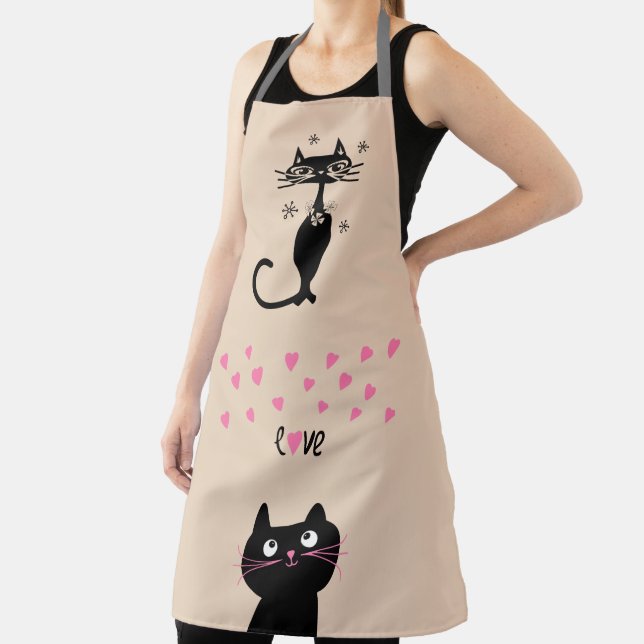 SCHWARZE CAT NIEDLICH KÜCHE LIEBE SCHÜRZE (InSitu)