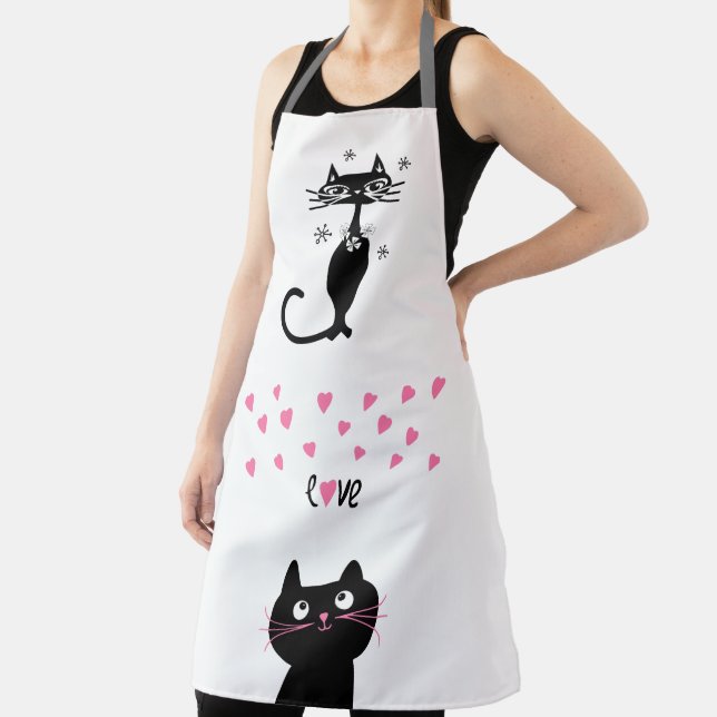 SCHWARZE CAT NIEDLICH KÜCHE LIEBE SCHÜRZE (InSitu)