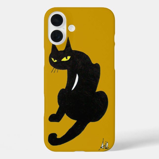 SCHWARZE CAT NINJA Gelb iPhone 16 Plus Hülle (Rückseite)