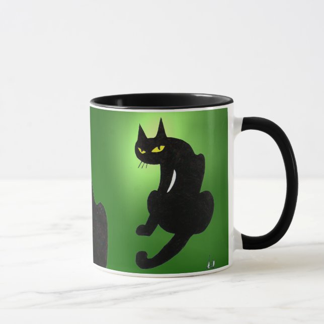 SCHWARZE CAT NINJA Green Tasse (Rechts)