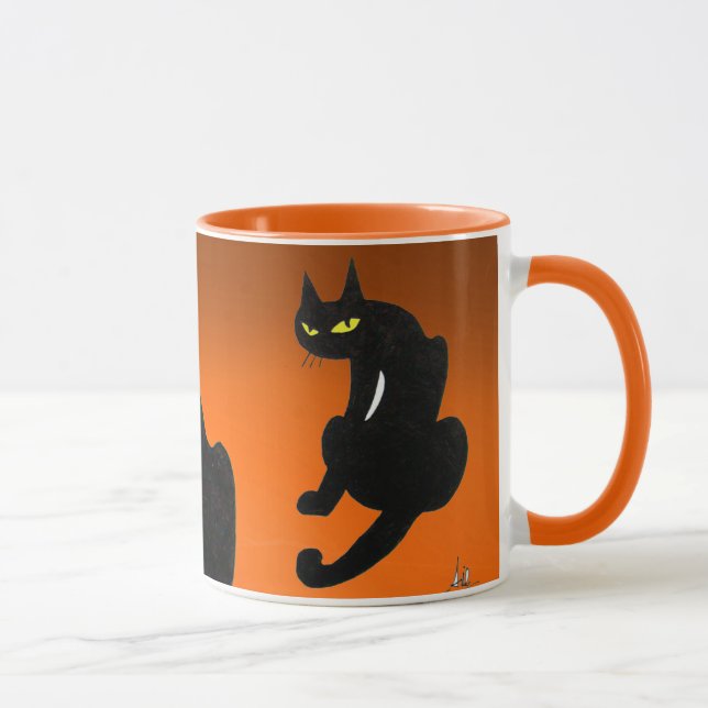SCHWARZE CAT NINJA Orange Halloween Tasse (Rechts)
